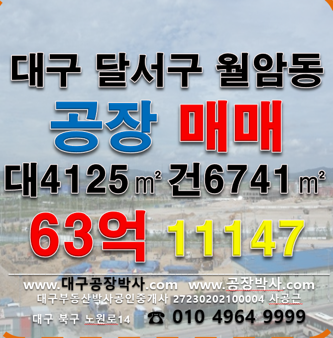 대구 달서구 월암동 ''동 대구 달서구 월암동 공장 매매 매매 매물번호 11147 사진 1