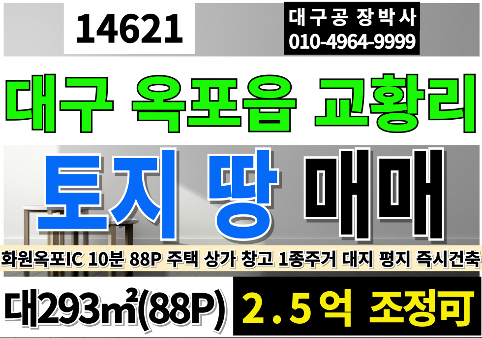대구 달성군 옥포읍 교황리 대구상가부지 대구주택부지 현풍단독주택부지매매 현풍상가부지매매 현풍땅매매 현풍토지매매 매매 매물번호 14621 사진 1
